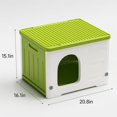 thumbnail image 3 of imerelez Plastic Cat House for Outdoor Indoor Use, Stackable Feral Cat Shelter Indoor Cat House Insulated Weatherproof Waterproof Elevated with Cat Scratching Board & Cushion (Green), 3 of 7