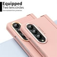 thumbnail image 2 of ELEHOLD for Samsung Galaxy Z Fold 4 2022 7.6 inch Case, Skin-Feeling PC Double Metal Plating Lens Rings Circles Pen Tray Hinge Free Capacitive Shockproof All-inclusive Folding Case for ZFold 4,Pink, 2 of 7