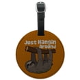 thumbnail image 1 of Sloth Just Hanging Around Round Leather Luggage Card Suitcase Carry-On ID Tag, 1 of 7