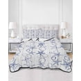 thumbnail image 2 of Twin Quilt Bedding Set, Navy Blue Coastal Reversible Summer Quilt 3 Pieces, Starfish Nautical Ocean Sea Wooden Lightweight Bedspreads Coverlets with 2 Pillow Shams for All Seasons, 2 of 5
