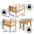 thumbnail image 6 of Thom 4-Piece Mid-Century Modern Acacia Wood Outdoor Patio Set with Cushions and Plaid Decorative Pillows, Beige/Teak Brown, 6 of 6