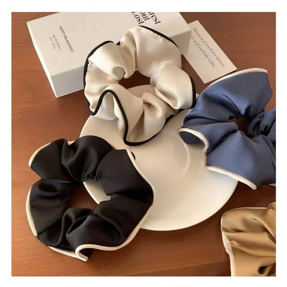 Silk Satin Hair Scrunchies - Silk Hair Ties No Damage Elastic Ponytail Holders for Women and Girls, Satin Scrunchies for Hair 4Pieces