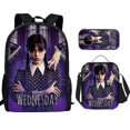 thumbnail image 1 of Wednesday Addams Backpack Three-piece Set Student School Bag Canvas Bag V, 1 of 4