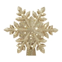 Christmas Tree Topper Lighted with Built-in Led Snowflake Projector Lights, 8.86Inch Hollowed Tree Topper with Plug In for Indoor Home Xmas New Year Party Holiday Night Tree Decorations, Gold