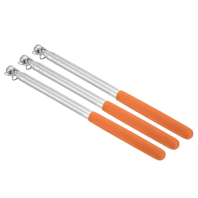Unique Bargains 1.2M/4ft Telescopic Handheld Flagpoles, 3Pcs Teachers Pointer Stick Orange