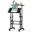 thumbnail image 1 of Costway Mobile Standing Desk Rolling Adjustable Laptop Cart Home Office Black, 1 of 10