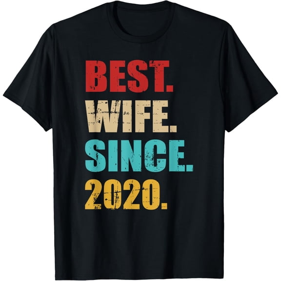 Best wife since 2020 5th wedding anniversary T-ShirtMen's and women's gift, black and white T-shirt, size: Extra large S-4XL