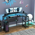 thumbnail image 5 of Computer Desk with Full Monitor Stand, 63" Large Wing-Shaped Gaming Desk with Power Outlet & LED light, RGB Mouse Pad, Wireless Charging, Headphone Hook,Studio Desk with Storage Shelf for Live, 5 of 5