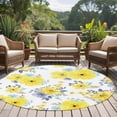 thumbnail image 4 of Round Area Rug 6 Ft, Yellow Watercolor Floral Washable Non-Slip Circle Carpet for Living Room/Bedroom, Spring Flower Abstract Art Low-Profile Indoor Mats Collection Rugs for Residential, 4 of 8