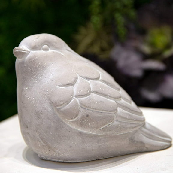 Urban Trends Collection: Cement Bird Figurine Washed Washed Concrete Finish White 6"