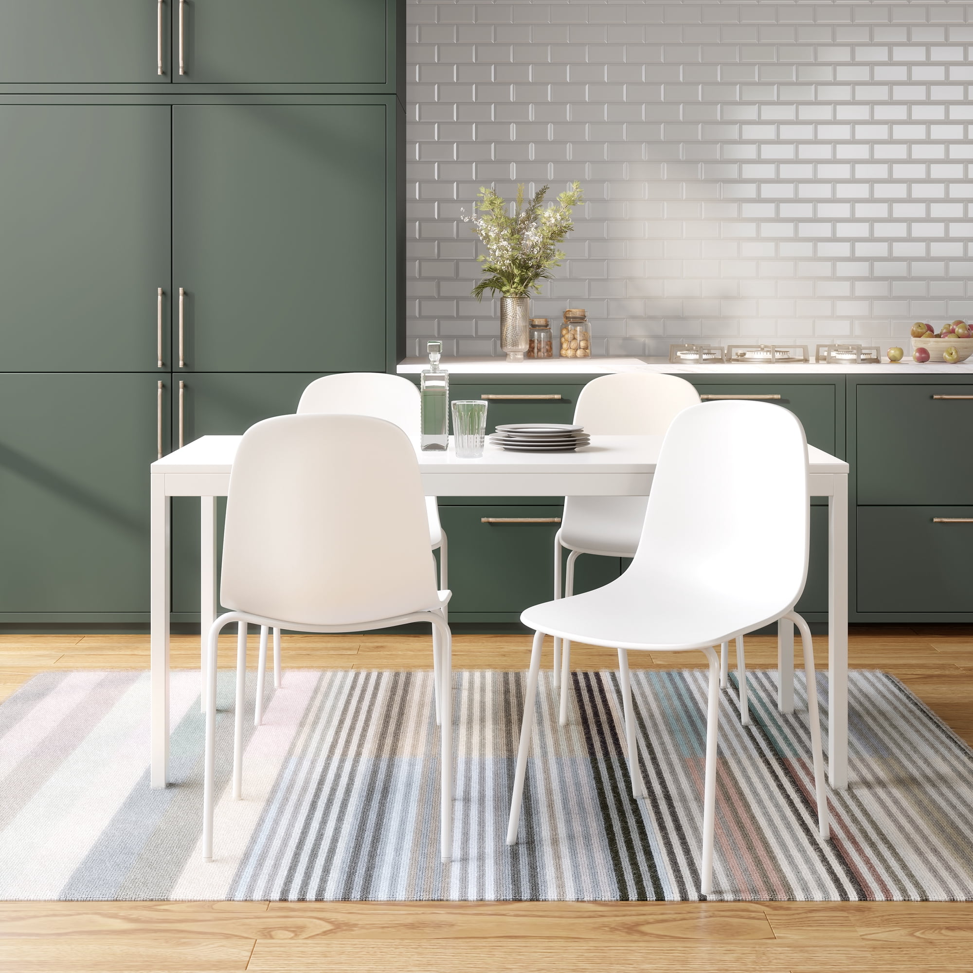 Mainstays Stackable Dining Chairs, Set of 4, White