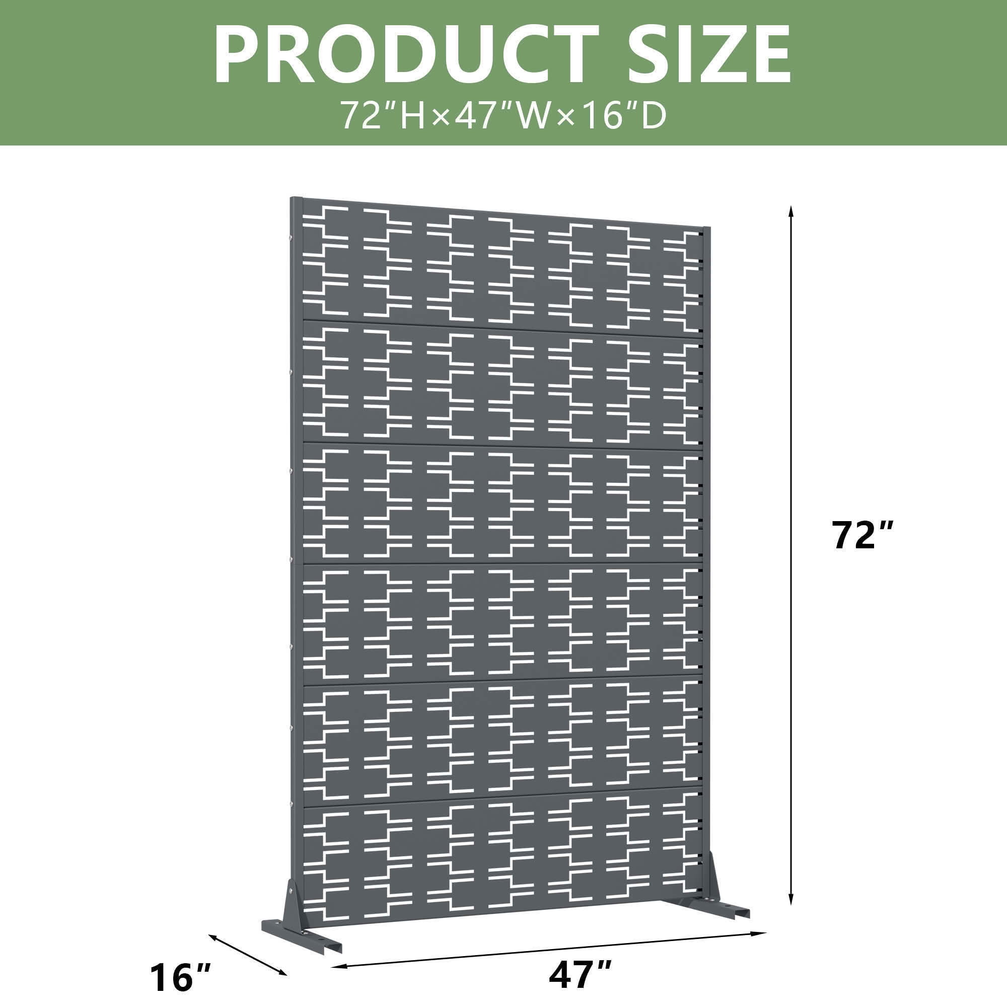 MAYEERTY 72x47 Gray Outdoor Natural Privacy Panel Screen, 6 Piece Set Natural Folding Divider for Backyard and Garden