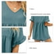 thumbnail image 5 of Top para mujer Casual Cuello en V Manga con volantes Camisetas Mujer Manga corta Camisetas sueltas Azul M, 5 of 6