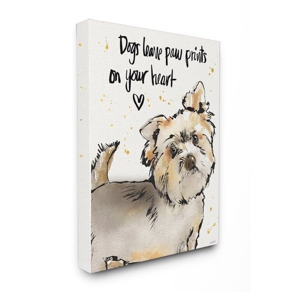 Stupell Dogs Leave Paw Prints in Your Heart Stretched Canvas Wall Art 16 x 20