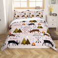 thumbnail image 1 of Erosebridal Reindeer Print Comforter Cover King, Rustic Animal Bedding King Size, Hunting Theme Decor, Reversible 3pcs（No Comforter）, 1 of 6