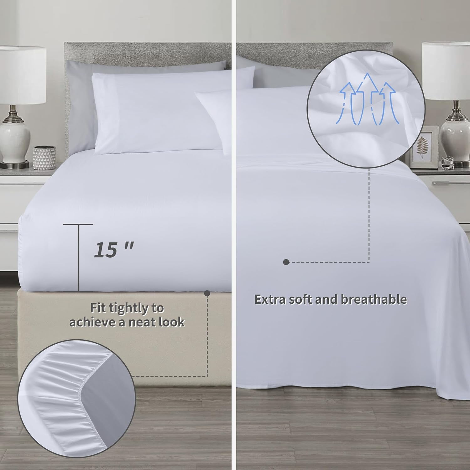 Chezmoi Collection Briar 7-Piece Queen Bed in a Bag Comforter Set with Sheets - Lightweight Comforter Blue Brown Beige Luxury Pleated Stripe Bedding Set for All Season