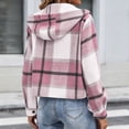 thumbnail image 4 of Flannel Jacket for Women Trendy Fleece Lined Button Down Plaid Shacket Long Sleeve Hooded Jackets Fall Winter Pocket Coat, 4 of 5