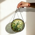 thumbnail image 2 of Praying Mantis Stained Glass Window Hanging - Detailed Nature-Inspired Art with Green Leaves 1805130165, 2 of 4