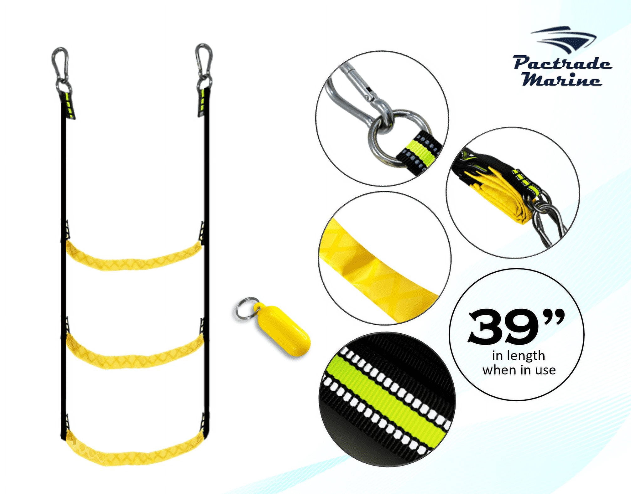 Pactrade Marine Emergency Rope Ladder Assist Boarding Foldable Inflatable Fishing Dinghy Boat Kayak Motorboat Canoeing Sailboat Yacht (3 Steps)