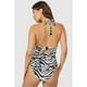 thumbnail image 2 of Gorgeous - Camiseta de Tankini Estampado de Cebra para Mujer (Negro, Blanco), 2 of 3