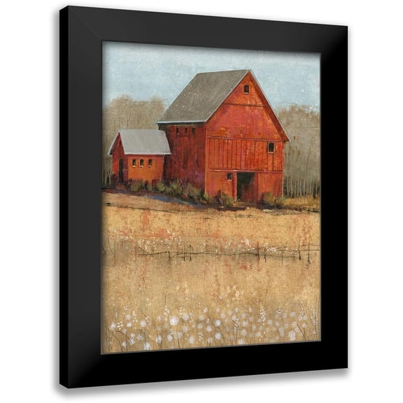 OToole, Tim 12x14 Black Modern Framed Museum Art Print Titled - Red Barn View II