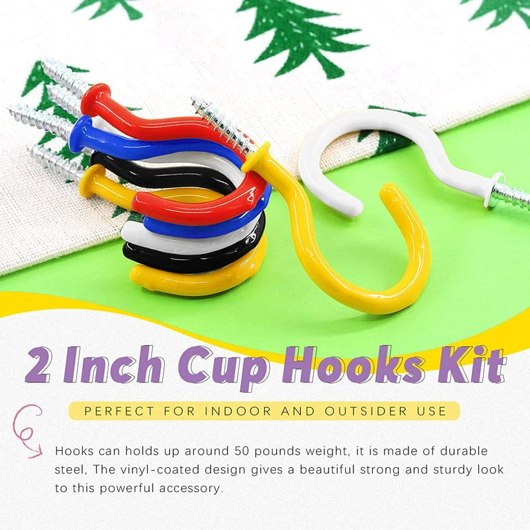  Swpeet 30Pcs Colorful 2.9 Inch Cup Hooks, Vinyl Coated Ceiling Cup  Hooks Screw Hooks Mug Hooks Holder for Home, Office and Workplace :  Industrial & Scientific