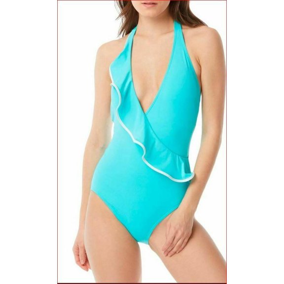 new CARMEN MARC VALVO women swimwear swimming suit C36141A 1pc aqua sz 8 $108