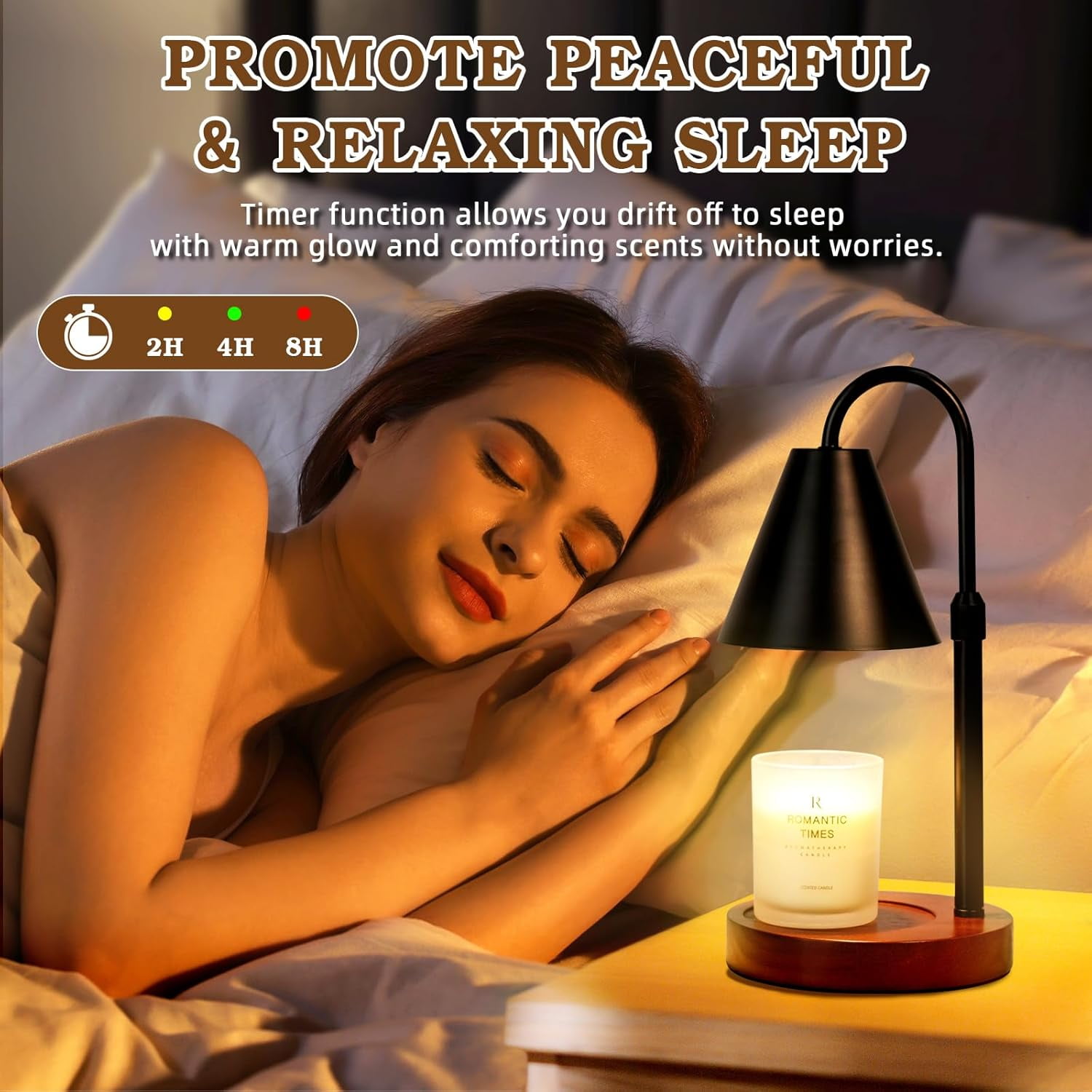 Funistree Candle Warmer Lamp with Timer Dimmable, Modern Candle Warmer Black Candles Lamp for Jar Candle, Gifts for Women Mom Wife, New Home Decor