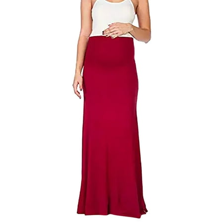 

Women s Maternity Pregnancy Comfort High Waisted Tummy Control Solid Skirt Elastic High Waist Pocket Skirt Flare Mid Calf Midi Skirt Maternity Shapewear Soft and Seamless Pregnancy Skirt