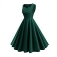 thumbnail image 2 of Women's Cocktail Dresses 2025 Trendy Sleeveless Flowy Pleated Midi Summer Dress Green L, 2 of 7