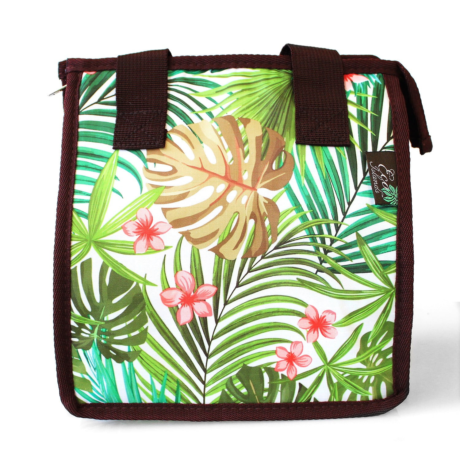 Hawaiian Print Thermal Insulated Zipper Lunch Bag Farm Forest with Palm