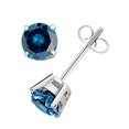 thumbnail image 3 of AoneJewelry0.40 CaratsW Round Blue Diamond Solitaire Stud Earrings for Women In 14K White Gold Prong-Setting, 3 of 5