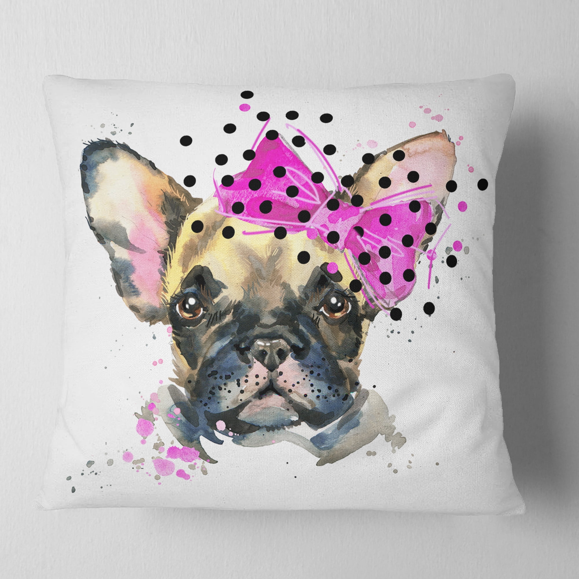 Designart Fashionable French Bulldog - Animal Throw Pillow - 16x16
