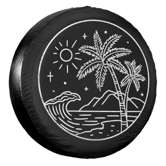 KAKALAD Livin The Dream Beach Spare Tire Cover Wheel Protectors Weatherproof Universal Vehicle Dust-Proof for Trailer Rv SUV Truck Camper Travel Trailer Accessories 14 ” Inch