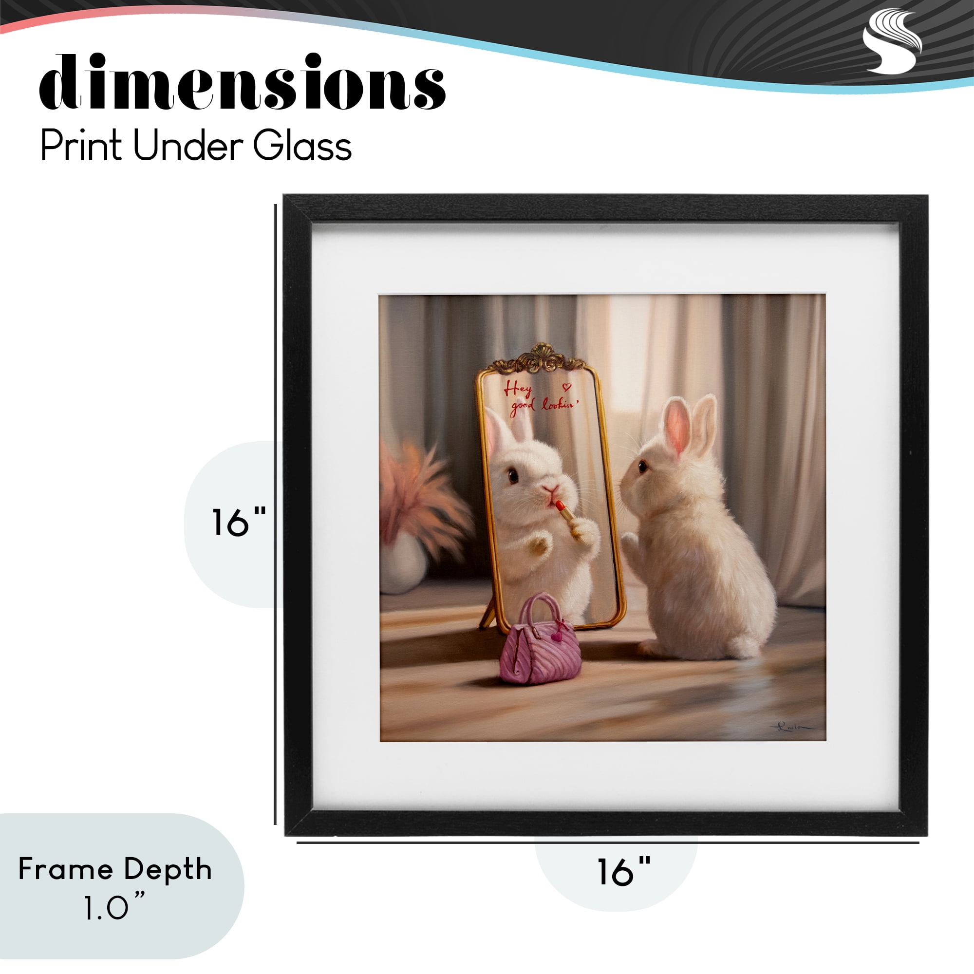 Stupell Industries Final Touch Makeup Bunny Black Framed Print Under Glass, design by Lucia Heffernan