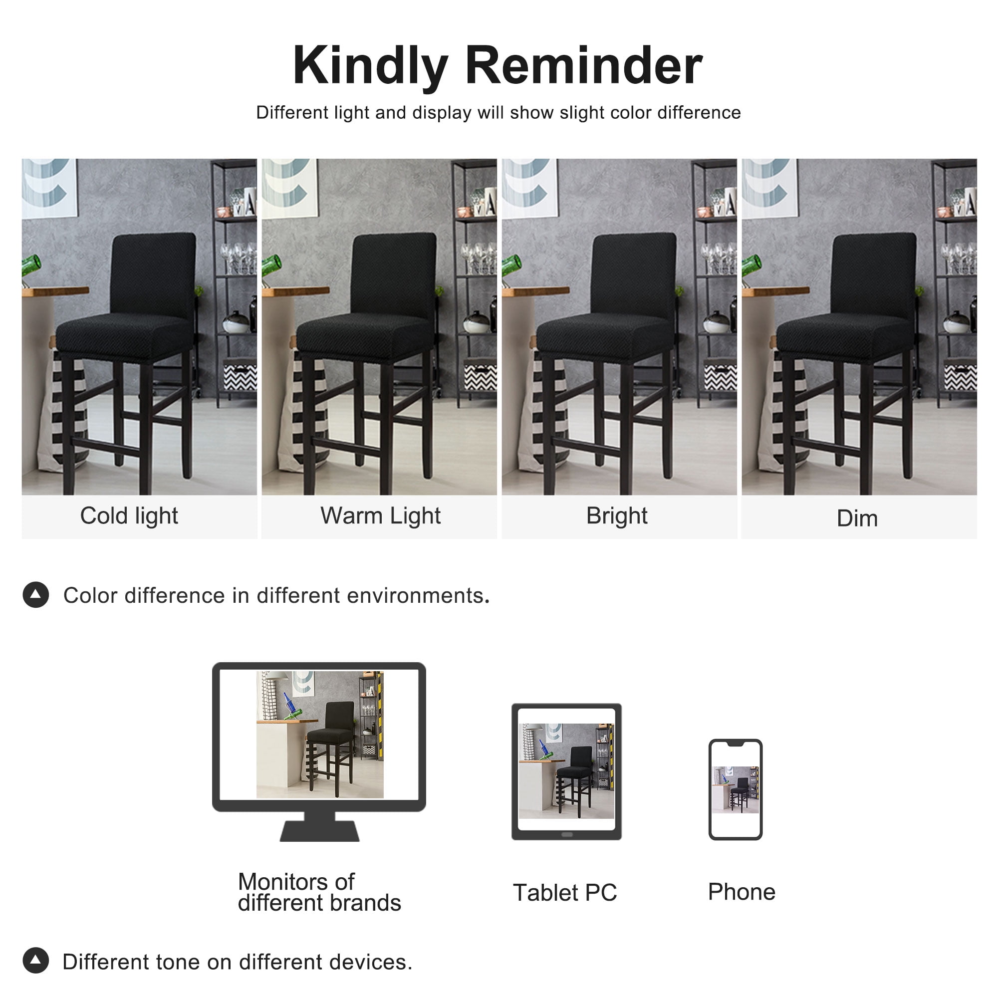 Unique Bargains Bar Stool Covers for Bar Counter Short Back Chair Slipcovers Black 2 Pcs