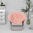 thumbnail image 4 of Urban Shop Faux Fur Saucer Chair with Metal Frame, One Size, Blush, 4 of 7