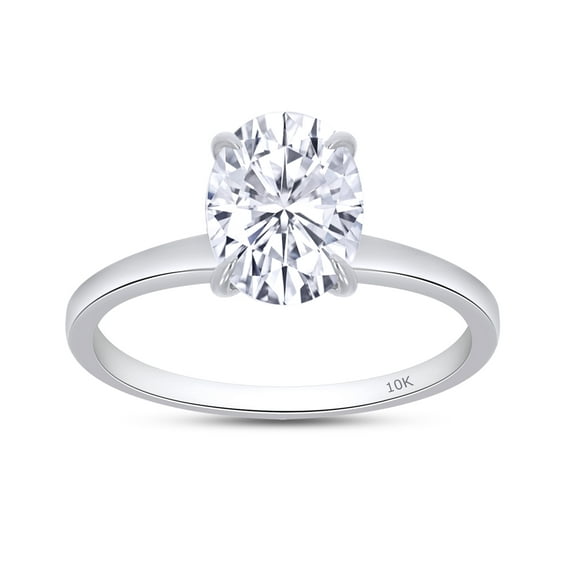 1 1/3 Cttw Oval Cut Lab Created Moissanite Diamond Solitaire Engagement Ring For Women In 10K Solid White Gold (Clarity : VVS1, 1.33 Cttw) Ring Size -4