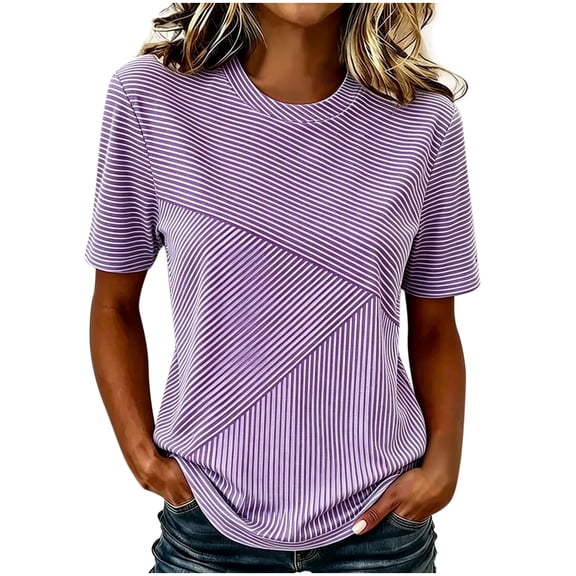 Guluxicc Womens Summer Tops Elbow Length Sleeve Crew Neck Shirts Loose Fit Casual Basic Tees for Women