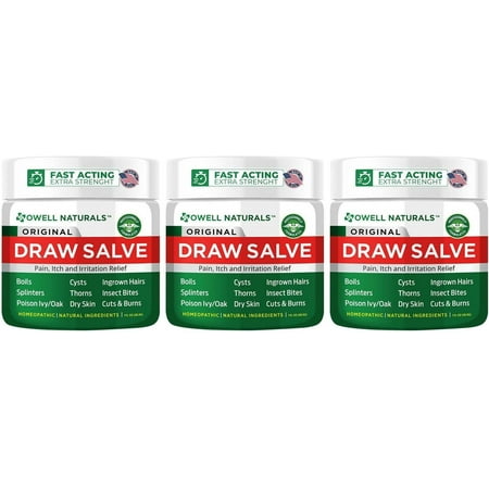 OWELL NATURALS Drawing Salve Ointment, 3oz, ingrown Hair Treatment, Boil & Cyst, Splinter Remover, Bug and Spider Bites, bee Sting, Mosquito bite Itch