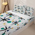 thumbnail image 2 of Castle Fairy Mid Century Atomic Print Zipper Queen Comforter Set with Fitted Sheet and 2 Pillowcases,Vintage Dot Detail Zipper Bedding Set,Teal Gold Navy,Reversible, 2 of 5