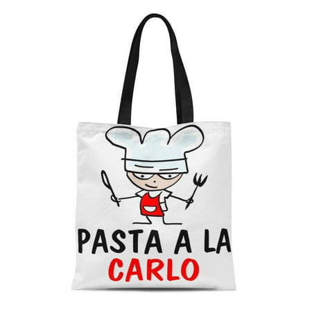 SIDONKU Canvas Tote Bag Funny Personalizable Pasta Custom Name Cook Chef Personalized Italian Reusable Handbag Shoulder Grocery Shopping (Best Way To Store Cooked Pasta)