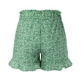 thumbnail image 4 of Aayomet Women Shorts Women's Casual Shorts Elastic High Waist Ruffle Floral Print Comfy Summer Beach Short Pants With Pocket,Green L, 4 of 5