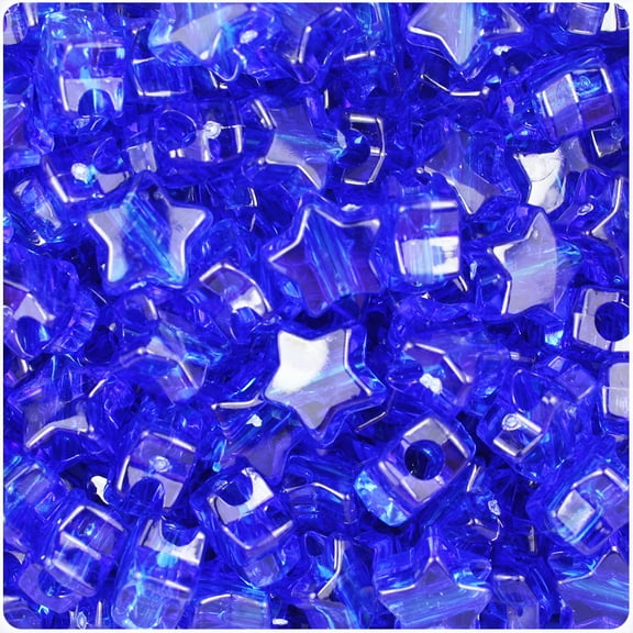 BeadTin Dark Sapphire Transparent 13mm Star Pony Beads (250pcs)