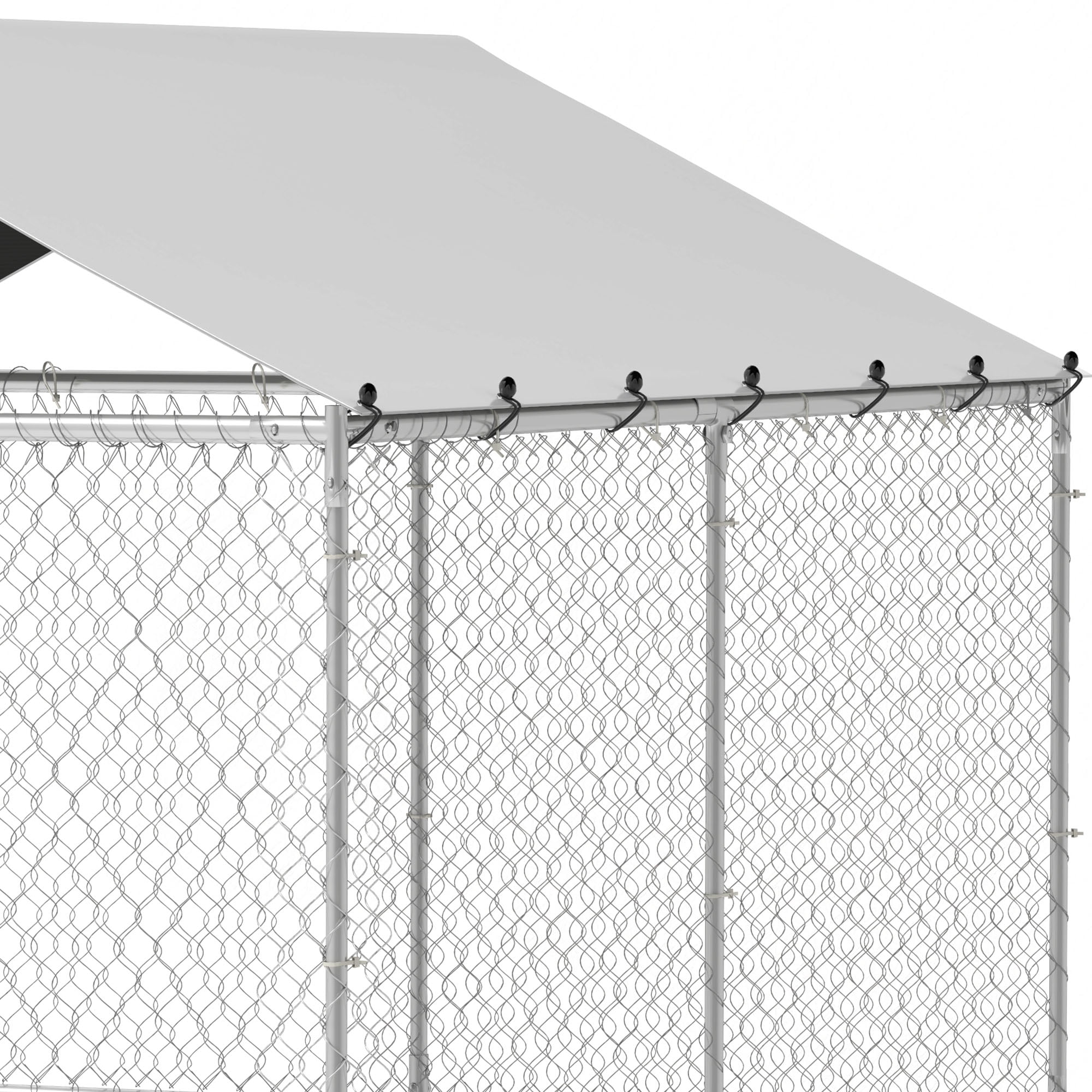 Dextrus 7.5'x7.5' Outdoor Dog Kennel with Metal Dog Gate, Outdoor Dog Enclosure with Roof, Heavy Duty Dog Kennel for Outdoor Backyard Farm