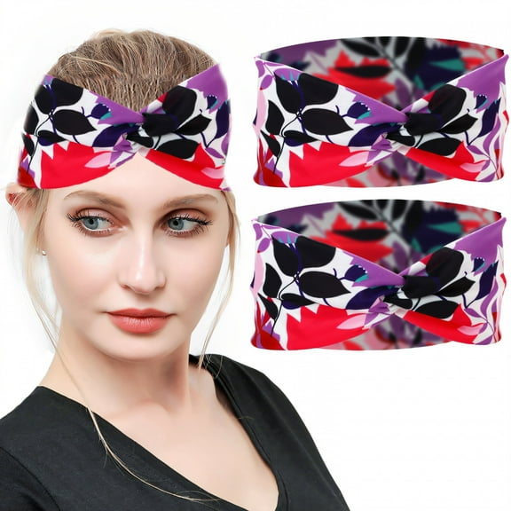 TELOLY 2Pcs Headbands for Women,Lacquer Cotton Hair Wrap,Turban Headbands,Mixing1