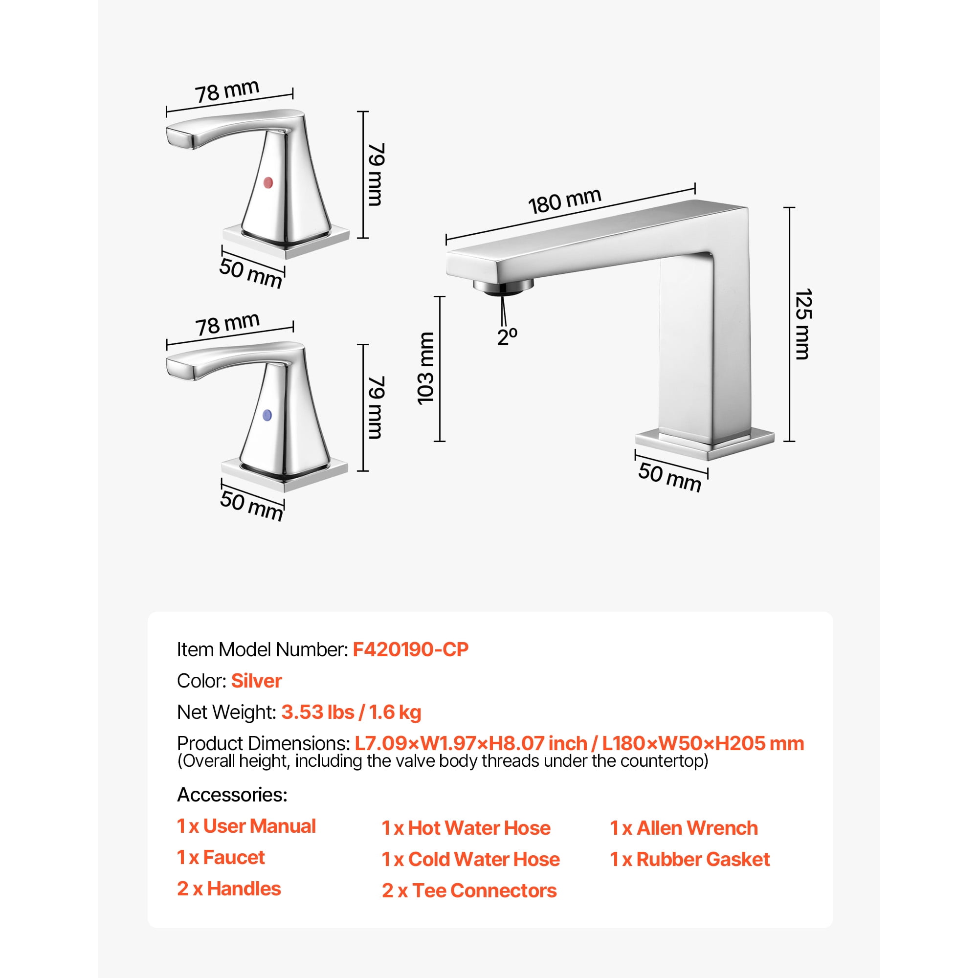 KFFKFF Roman Tub Faucet, 3-Hole Waterfall Bathtub Fixture, Bath Faucet Set with Dual Handles, Deck-Mounted Tub Faucet for Washing Pets, Baby Care, and Bathing, Silver, Right-Angle Design