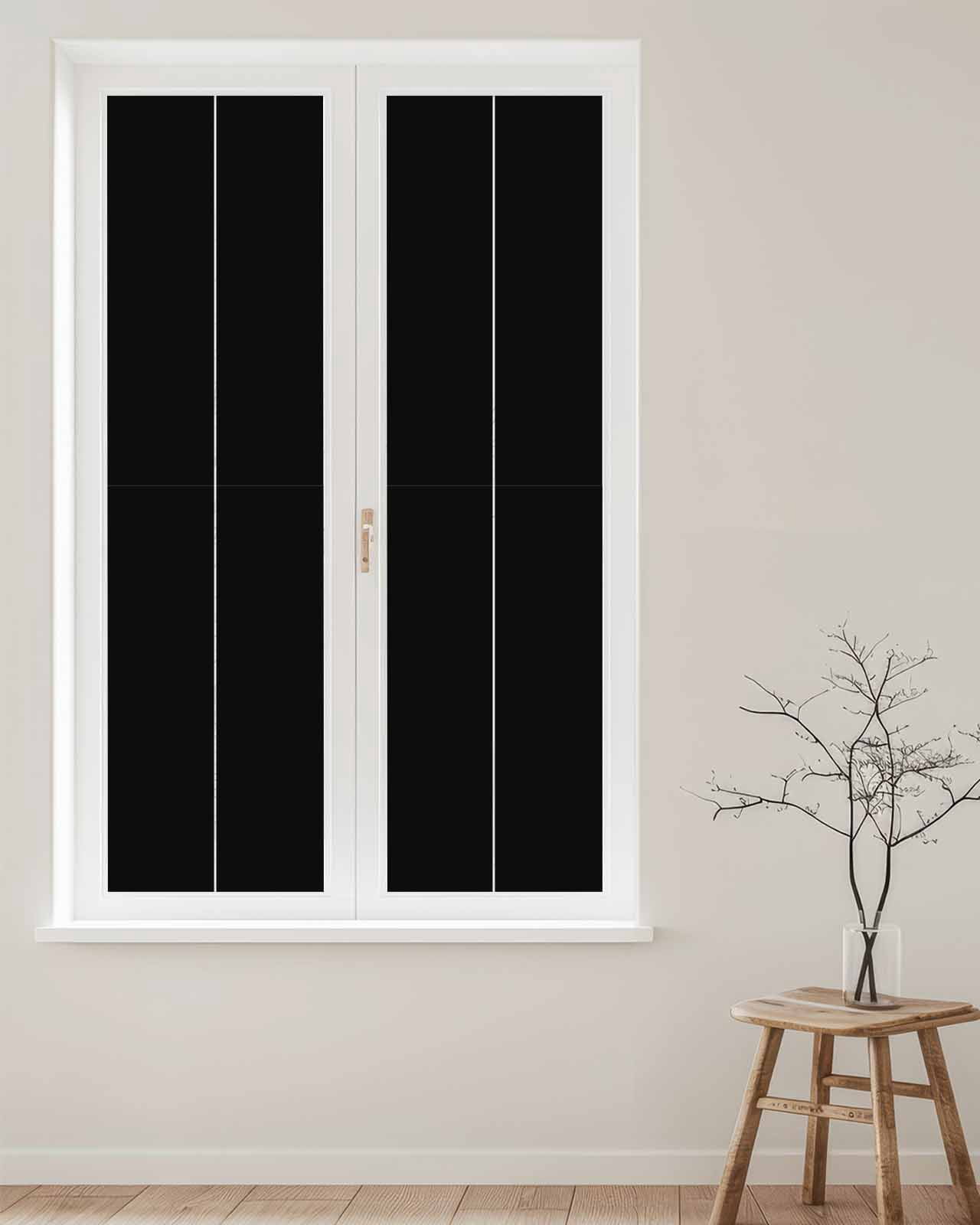 Solid Color Window Privacy Film Black Decorative Glass Window Film UV Blocking Static Cling Non-Adhesive Sticker Covering for Home Door 29.5 x 118 inches