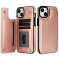 thumbnail image 6 of Dteck Wallet Case for iPhone 15 Plus Case Slim Protective Case with Credit Card Slot Holder Flip Folio Soft PU Leather Double Magnetic Closure Kickstand Cover for 2023,Rosegold, 6 of 10