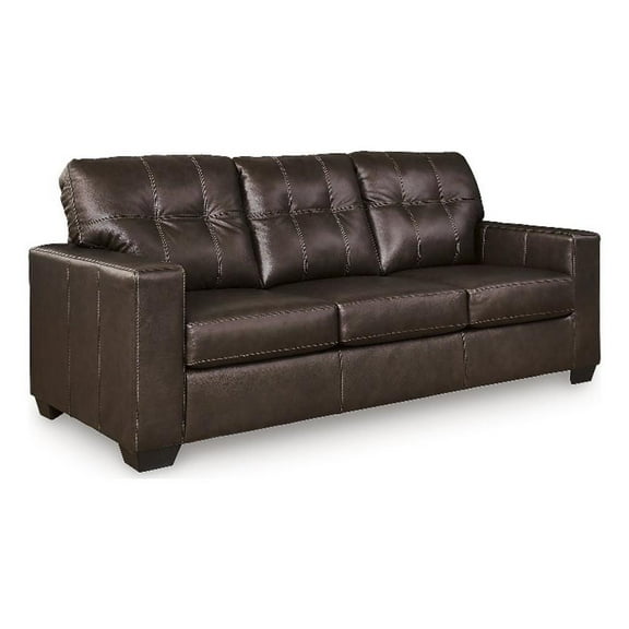 Bowery Hill Contemporary Leather Brown Finish Queen Sofa Sleeper